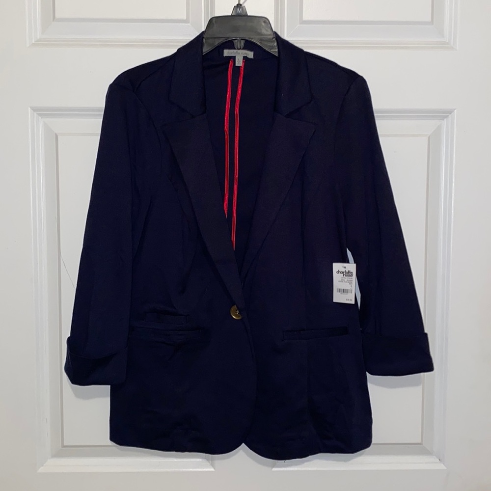 NWT Charlotte Russe 3/4 Sleeve Dress Blazer Navy Blue size L
